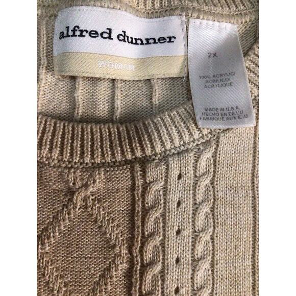 Plus Size 2X Alfred Dunner Lightweight Tan Short Sleeve Sweater - Picture 4 of 6